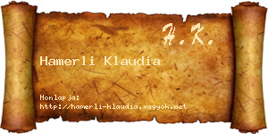 Hamerli Klaudia névjegykártya